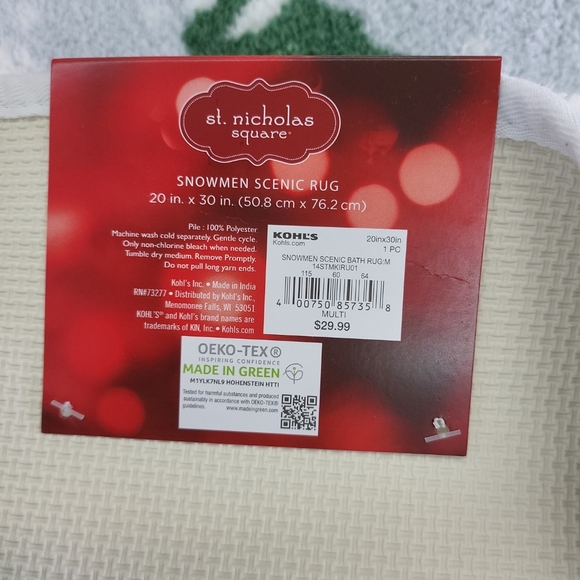 NWT St. Nicholas Square Snowmen Scenic Bathroom Rug 20" X 30" Christmas Winter - Picture 4 of 7